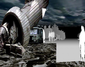Фиг. 18. Кадър от виртуалната среда на „World Skin, a Photo Safari in the Land of War“ (Benayoun, 1997b)